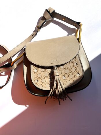 CHLOE Hudson Studded Circle Leather Saddle Crossbody Bag