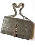 Saint Laurent Kate Gray Medium Embossed Tassel Shoulder Bag