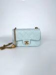 CHANEL Mini Rectangular Sweetheart Quilted Caviar Light Blue Flap Bag