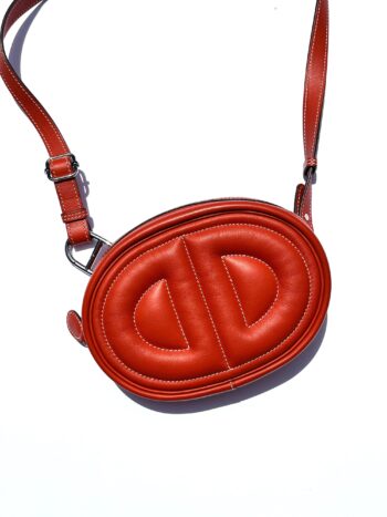 HERMES Terre Battue Orange Swift Leather In The Loop Waist Belt Bum Bag