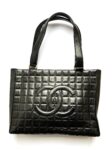 Vintage CHANEL Chocolate Bar Black Leather Shoulder  Bag