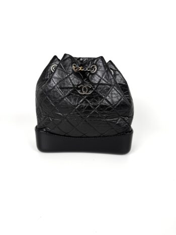 CHANEL Gabrielle Small Quilted Aged Calfskin Leather Black Backpack Bag