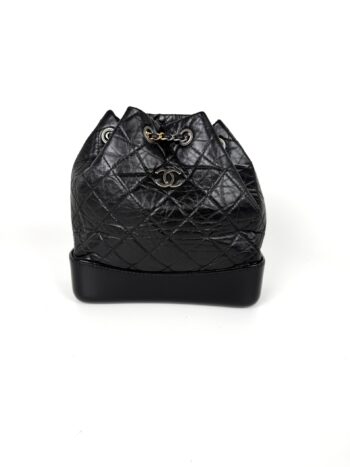 CHANEL Gabrielle Small Quilted Aged Calfskin Leather Black Backpack Bag