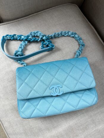 CHANEL My Everything Incognito Medium Blue Ombre Shaded Quilted Shiny Caviar Flap Crossbody Bag