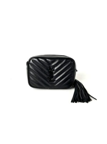 Saint Laurent YSL So Black Leather Chevron Bum Bag Waistbag