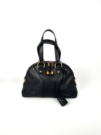 Vintage Saint Laurent YSL Muse Rive Gauche Black Leather Shoulder Bag