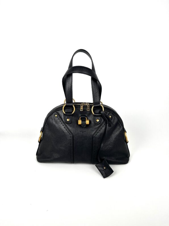Vintage Saint Laurent YSL Muse Rive Gauche Black Leather Shoulder Bag