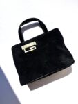 Vintage GUCCI Suede Black Mini Top Handle Satchel Bag