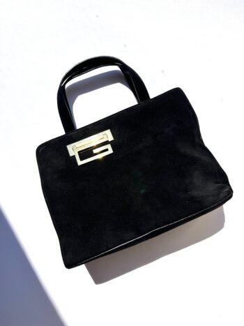 Vintage GUCCI Suede Black Mini Top Handle Satchel Bag