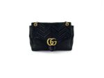 GUCCI Marmont Matelasse Large GG Black Chevron Leather Shoulder Bag
