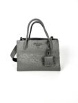 PRADA Saffiano Monochrome Marmo Medium Gray Leather Tote Bag