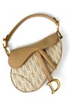 Christian Dior Beige Oblique 2024 Jacquard Monogram Leather Saddle Shoulder Crossbody Bag