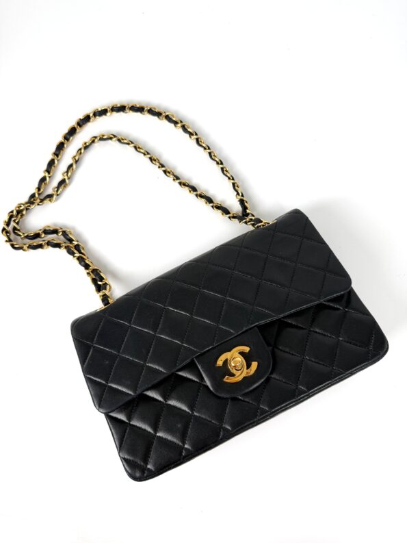 Vintage CHANEL Small Classic Quilted Lambskin Leather Double Flap Bag