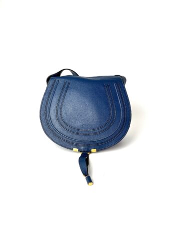 CHLOE Marcie Medium Navy Blue Saddle Crossbody Bag