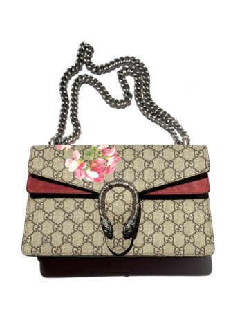 GUCCI GG Supreme Dionysus Monogram Blooms Small Shoulder Bag Beige Pink