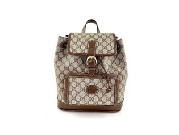 GUCCI Brown Monogram Interlocking GG Supreme Backpack