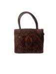 Vintage Chanel CC Timeless Medallion Suede Brown Tote