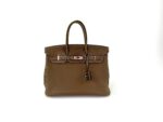 HERMES Horseshoe Etoupe Pink Interior Togo Leather Birkin 35 Bag Tote