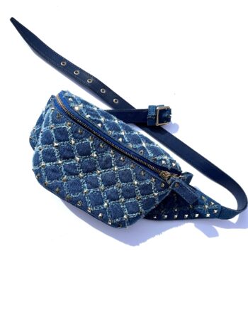 Valentino Rockstud Denim Blue Waist Belt Bag