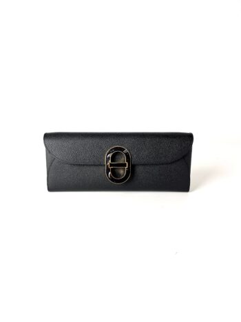 New HERMES Black Gold Chaine D’Ancre Wallet To Go Clutch Crossbody Bag