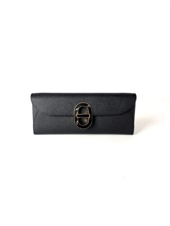 New HERMES Black Gold Chaine D’Ancre Wallet To Go Clutch Crossbody Bag