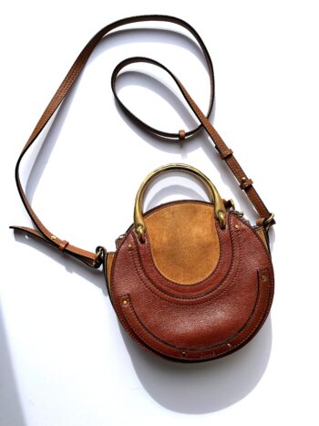 Chloe Small Pixie Leather Suede Brown Crossbody Top Handle Bag