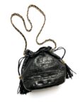 Vintage CHANEL 24k Gold Black Lambskin Leather Quilted Bucket Shoulder Bag