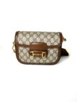 GUCCI Mini GG Supreme 1955 Horsebit Monogram Web Strap  Crossbody Shoulder Bag