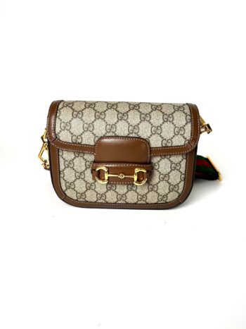 GUCCI Mini GG Supreme 1955 Horsebit Monogram Web Strap  Crossbody Shoulder Bag