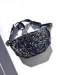 CHANEL Sequin Glazed Calfskin Black Silver 2018 Waist Fanny Bum Bag