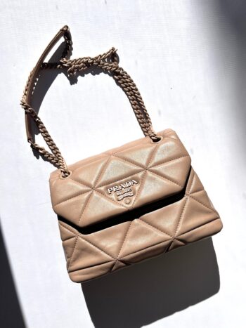 PRADA Nappa Triangle Stitched Small Spectrum Neutral Flap Bag