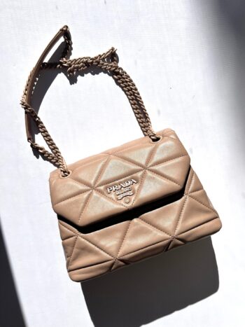 PRADA Nappa Triangle Stitched Small Spectrum Neutral Flap Bag